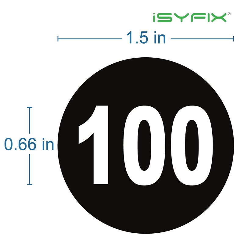 iSYFIX Black Consecutive Number Stickers â€“ 1 to 100, 1.5-inch, 1 set â€“ Vinyl Self Adhesive Premium Decal, Ideal for Inventory, Storage, Organizing, Boxes, Bins, Toolbox, Lockers & More, Indoor/Outdoor - Image 2